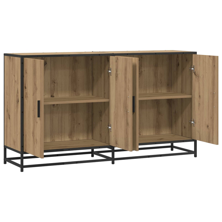 Dressoir Artisanaal eiken 134 x 35 x 76 cm Bewerkt hout