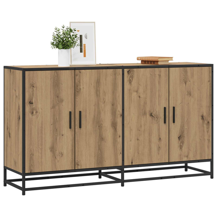 Dressoir Artisanaal eiken 134 x 35 x 76 cm Bewerkt hout