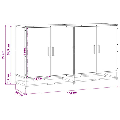 Dressoir Artisanaal eiken 134 x 35 x 76 cm Bewerkt hout