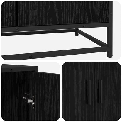 Dressoir Zwart eiken 134 x 35 x 76 cm Bewerkt hout