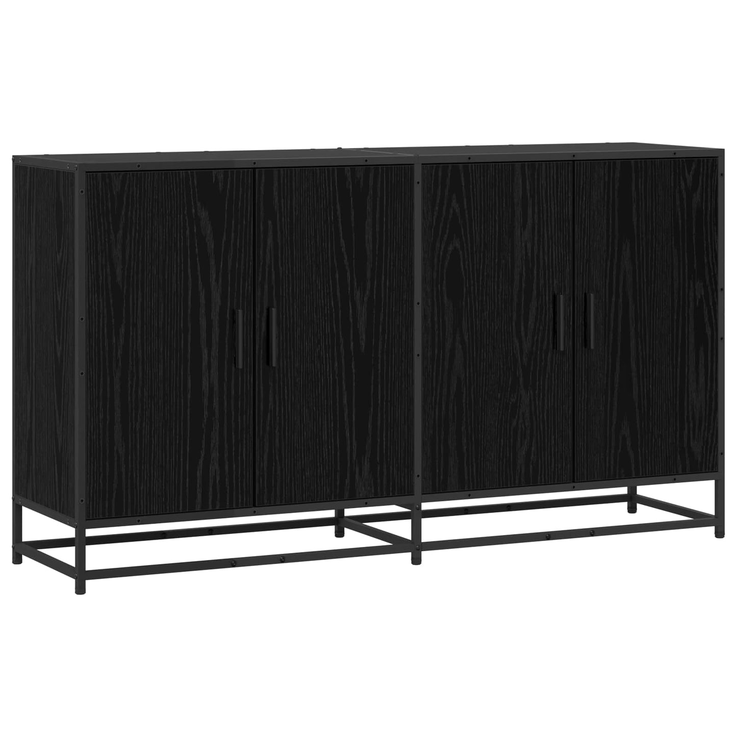 Dressoir Zwart eiken 134 x 35 x 76 cm Bewerkt hout