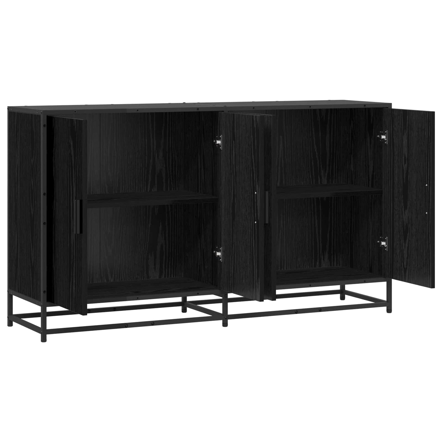 Dressoir Zwart eiken 134 x 35 x 76 cm Bewerkt hout
