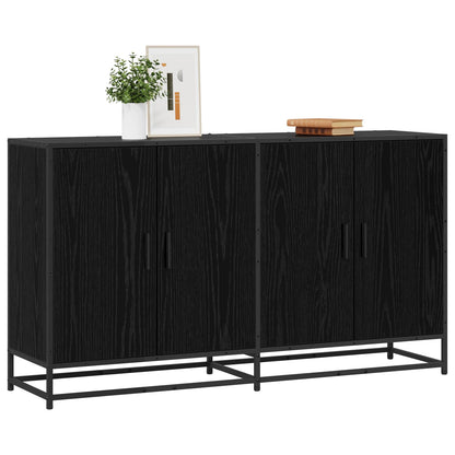 Dressoir Zwart eiken 134 x 35 x 76 cm Bewerkt hout