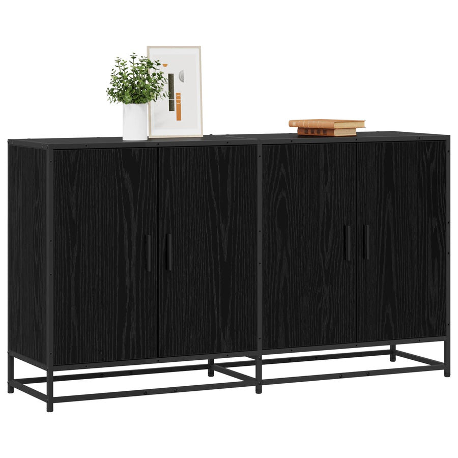 Dressoir Zwart eiken 134 x 35 x 76 cm Bewerkt hout