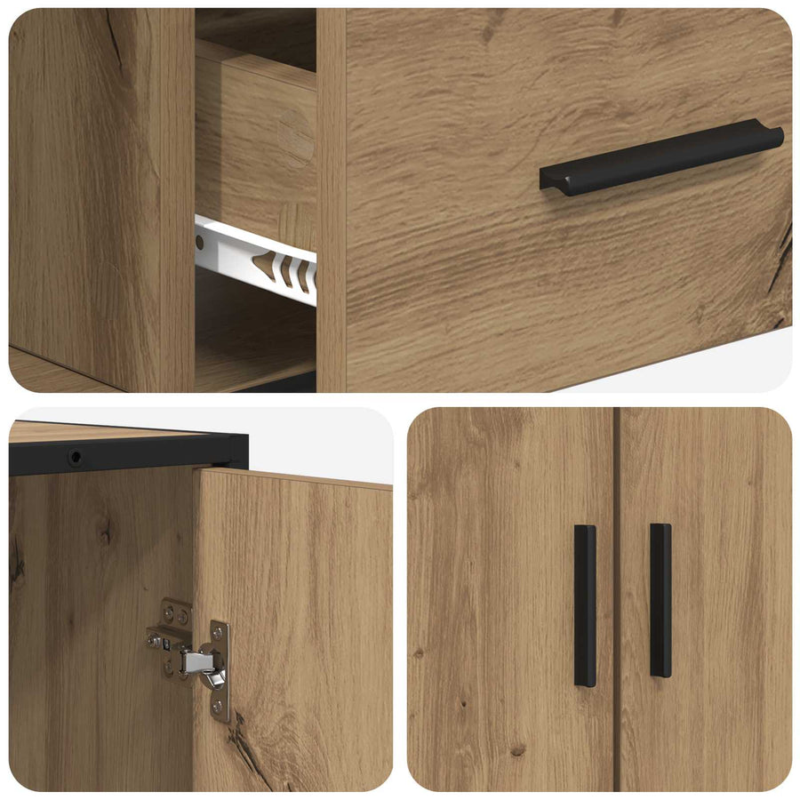 Dressoir Artisanaal eiken 92 x 35 x 76 cm Bewerkt hout