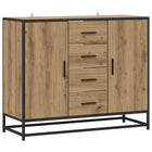 Dressoir bewerkt hout 92x35x76 cm artisanaal eiken