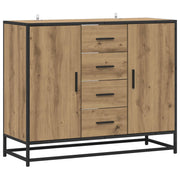 Dressoir bewerkt hout 92x35x76 cm artisanaal eiken