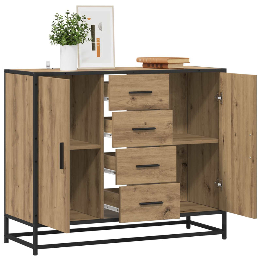 Dressoir Artisanaal eiken 92 x 35 x 76 cm Bewerkt hout