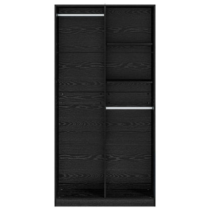 Kledingkast Zwart eiken 100 x 50 x 200 cm Bewerkt hout