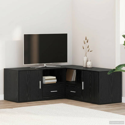 Hoekkast met lade Zwart eiken 200 x 40 x 45 cm Bewerkt hout