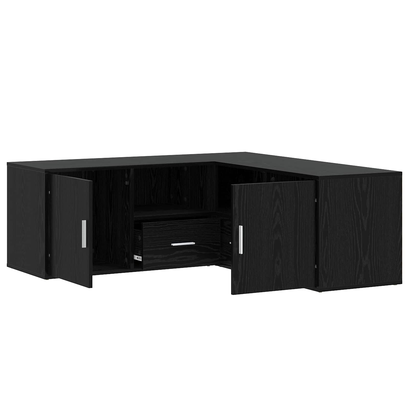 Hoekkast met lade Zwart eiken 200 x 40 x 45 cm Bewerkt hout