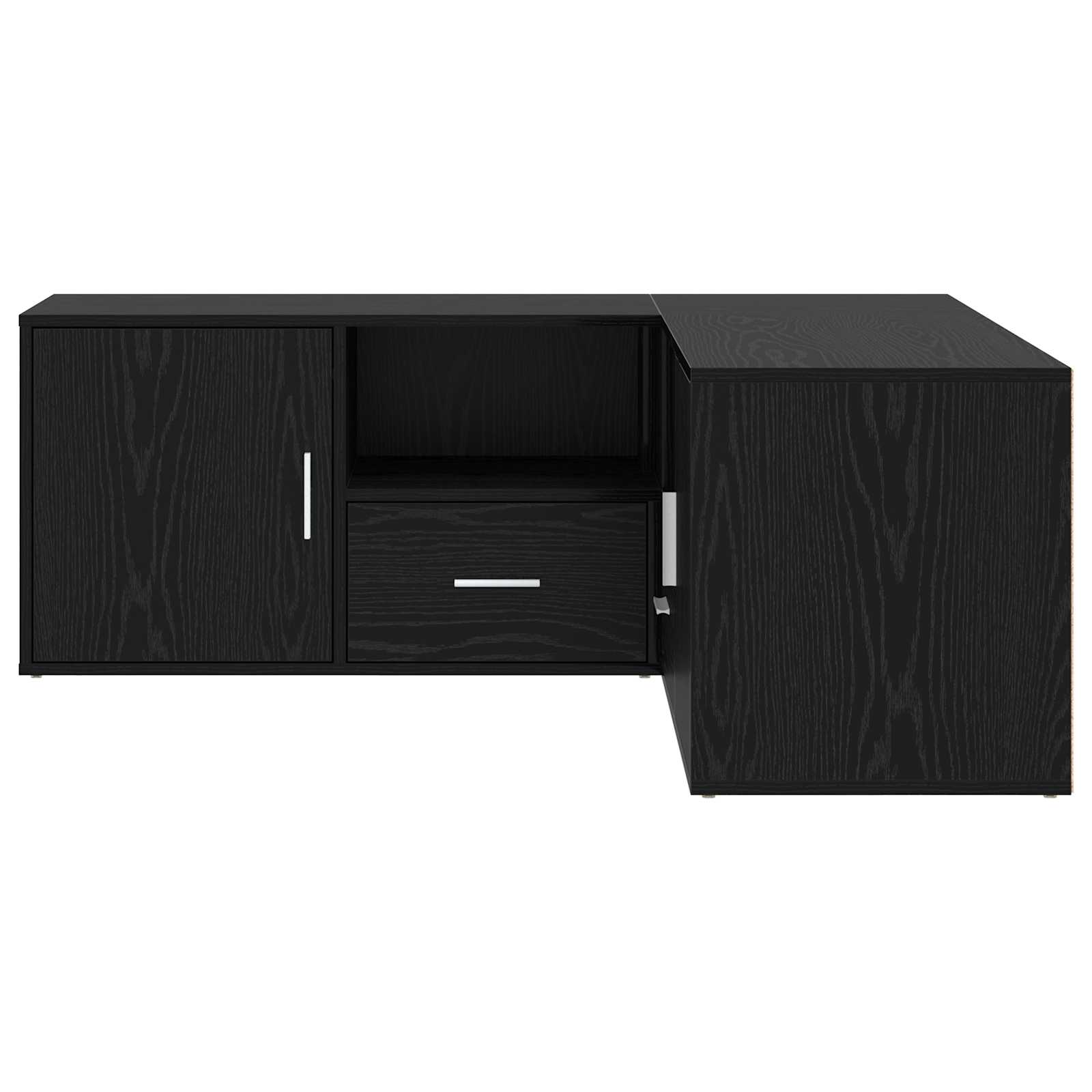 Hoekkast met lade Zwart eiken 200 x 40 x 45 cm Bewerkt hout