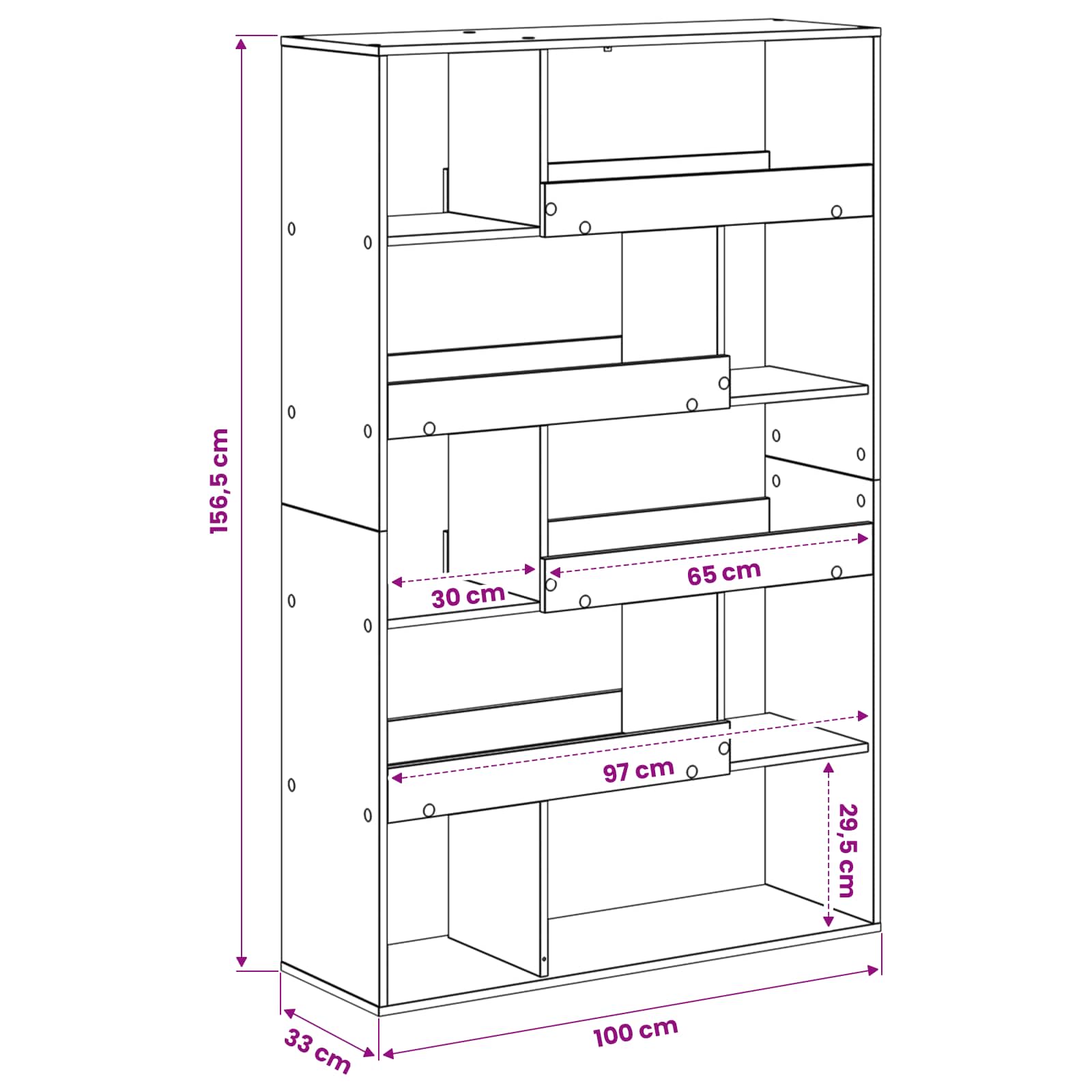 Boekenplank Zwart eiken 100 x 33 x 156,5 cm Bewerkt hout