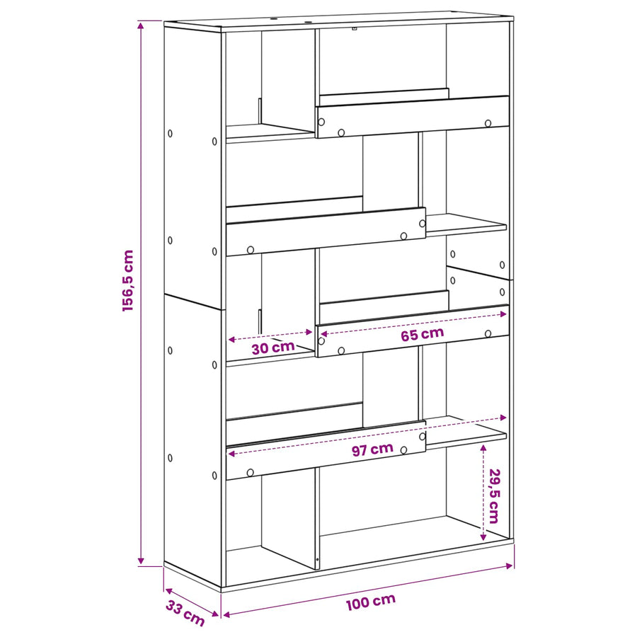Boekenplank Zwart eiken 100 x 33 x 156,5 cm Bewerkt hout