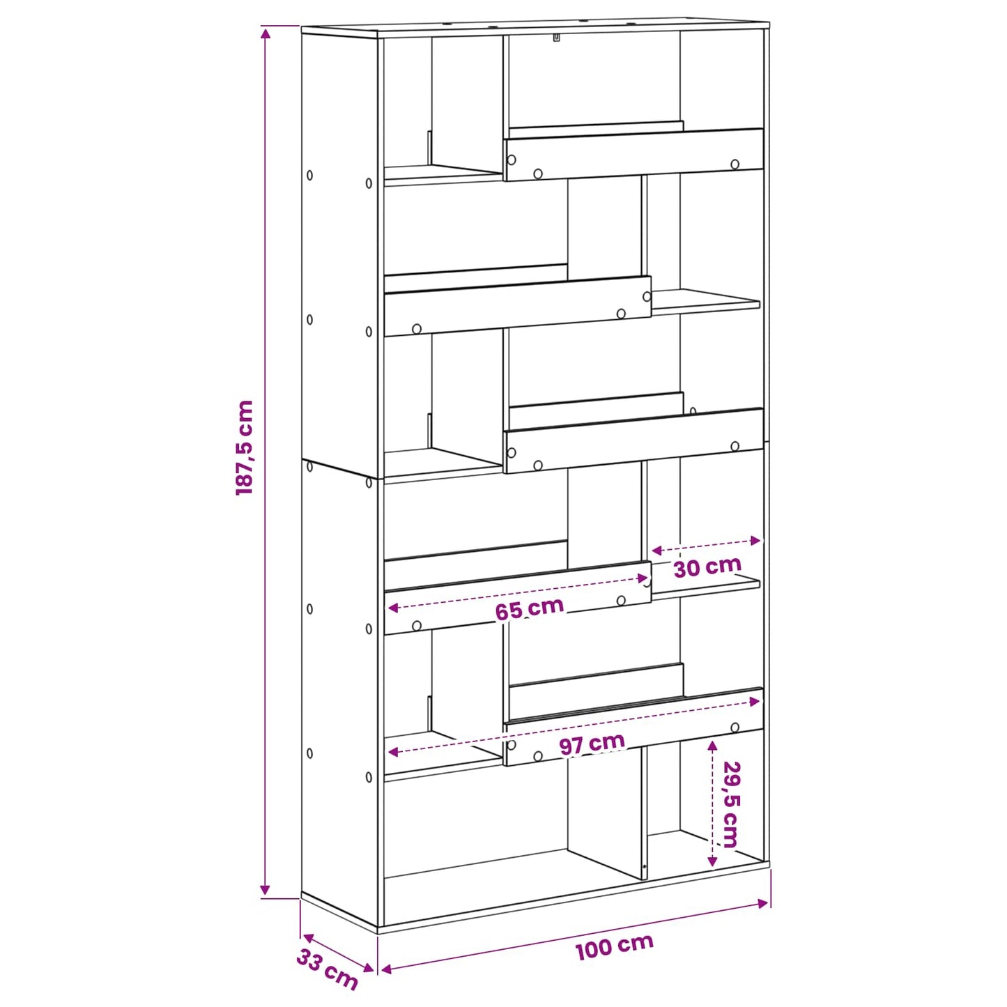 Boekenplank Zwart eiken 100 x 33 x 156,5 cm Bewerkt hout