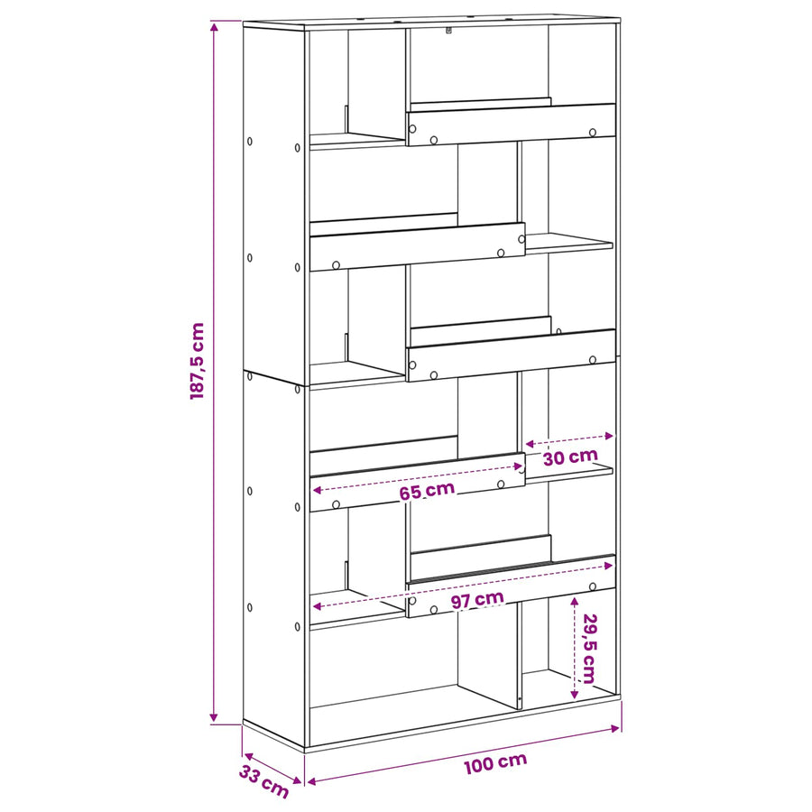 Boekenplank Zwart eiken 100 x 33 x 156,5 cm Bewerkt hout