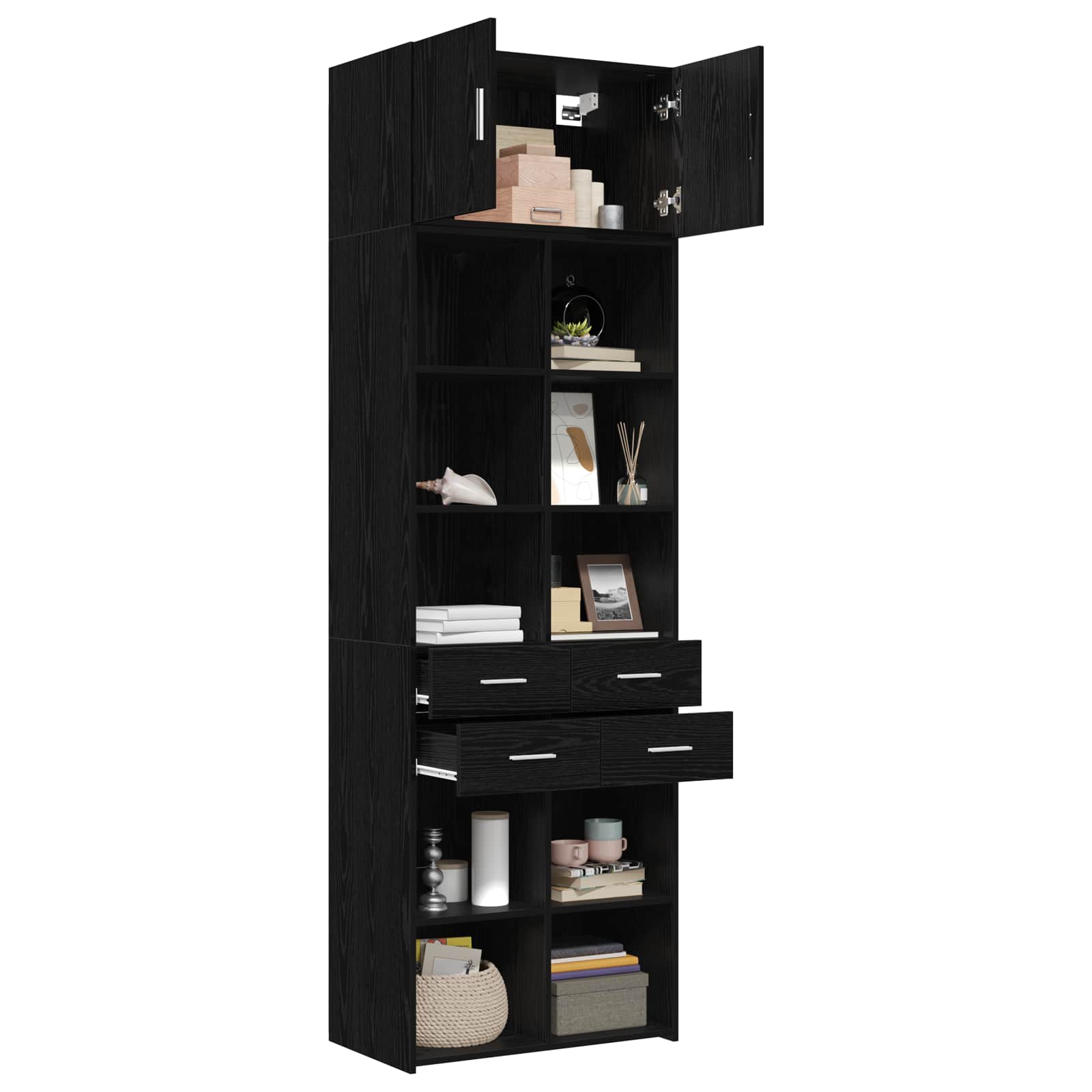 Opbergkast met Planken Zwart eiken 70 x 42,5 x 225 cm