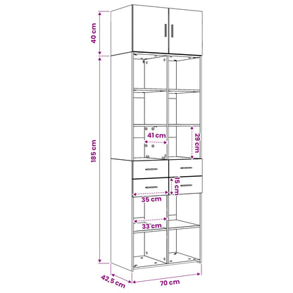 Opbergkast met Planken Zwart eiken 70 x 42,5 x 225 cm