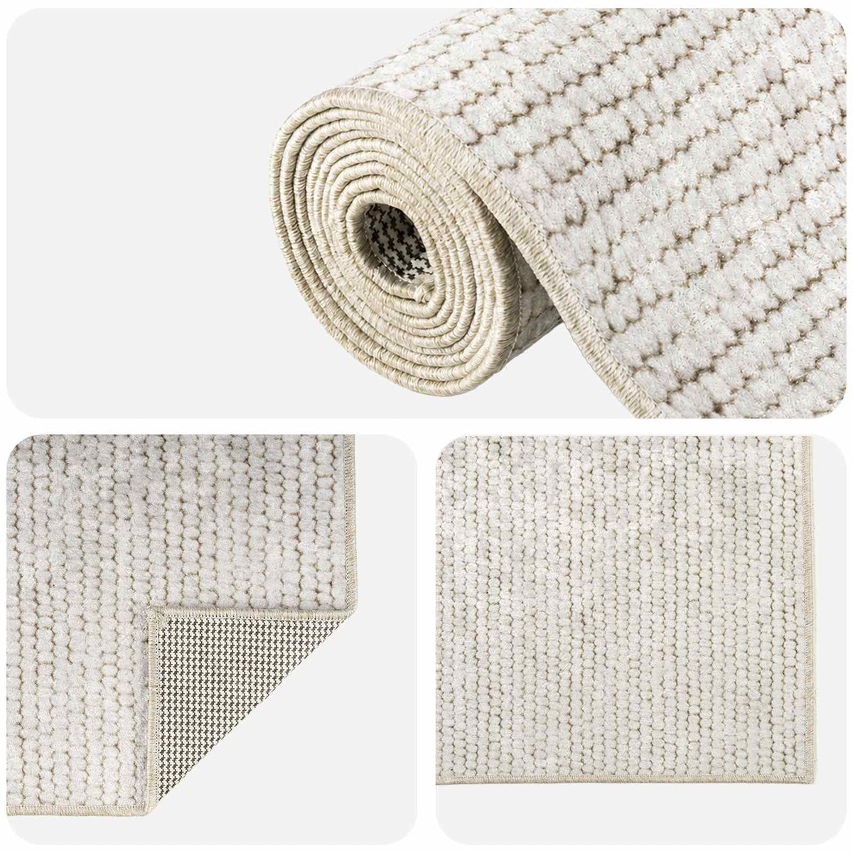 Vloerkleed Crèmekleurig 80 x 150 cm 100% Polyester 3 mm Wasbaar