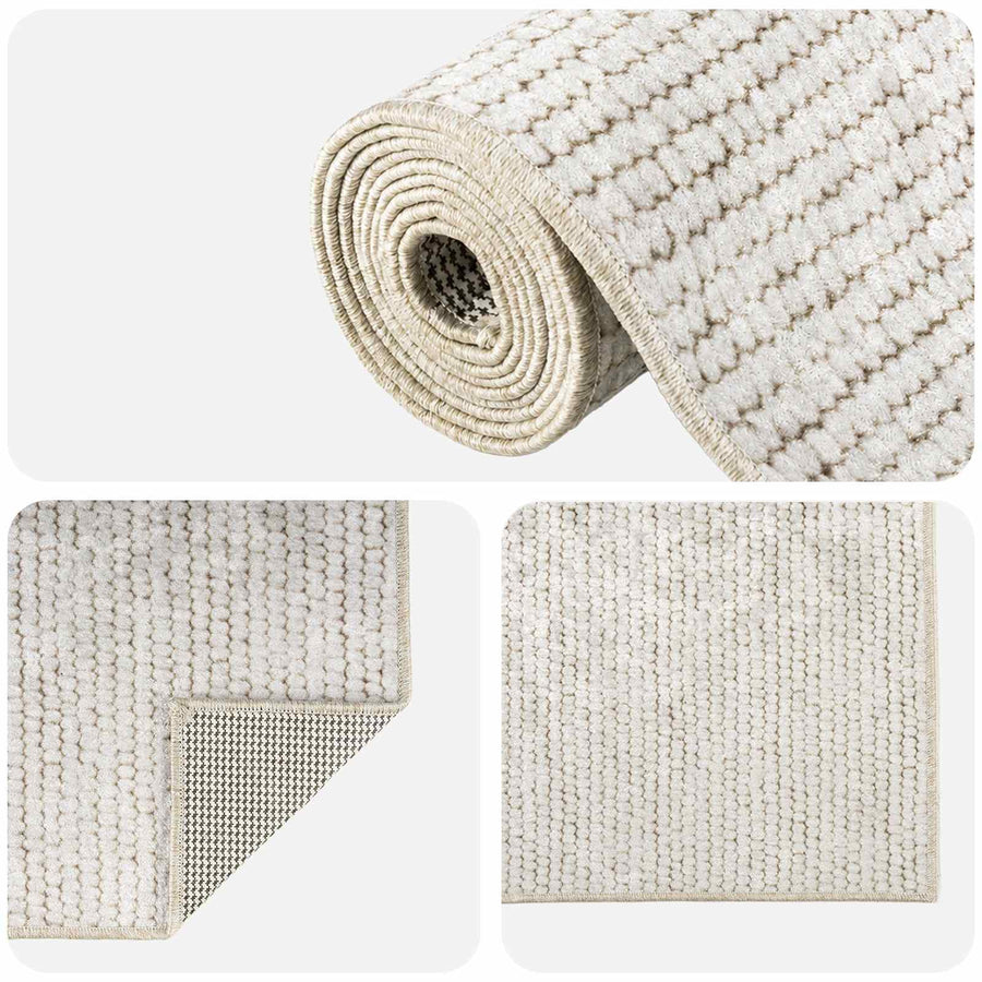 Vloerkleed Crèmekleurig 80 x 150 cm 100% Polyester 3 mm Wasbaar