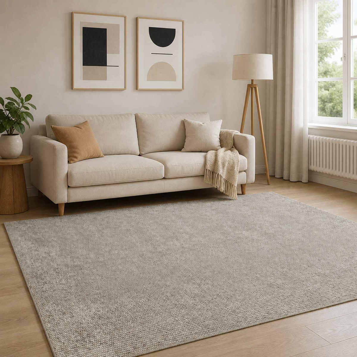 Vloerkleed Beige 120 x 180 cm 100% Polyester 3 mm Wasbaar