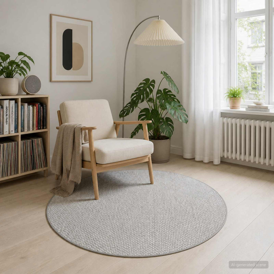 Vloerkleed Grijs Ø 120 cm 100% Polyester 3 mm Wasbaar