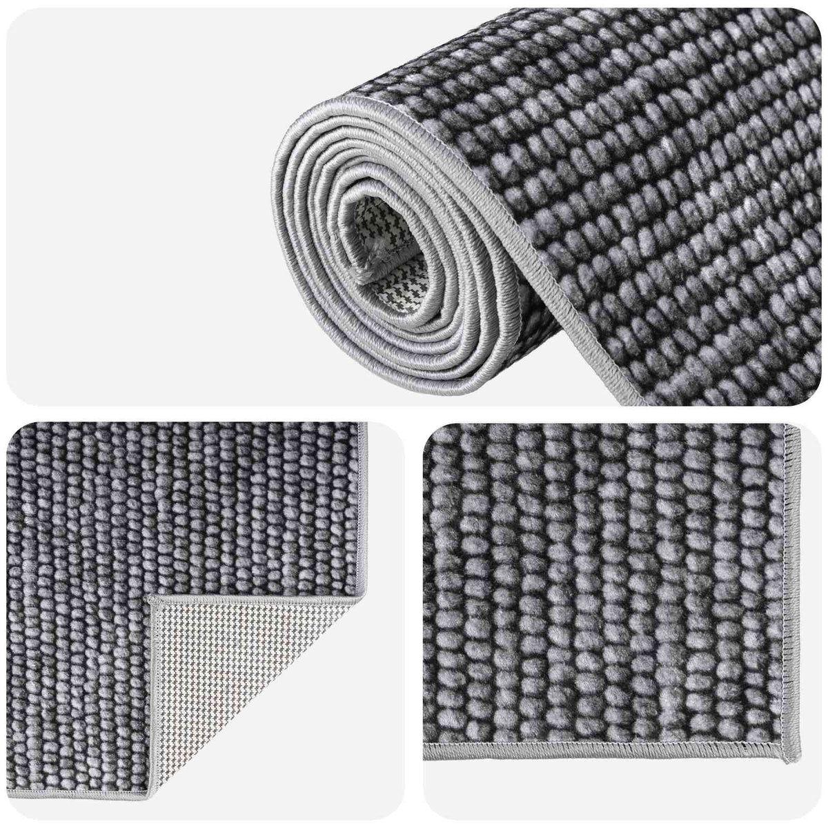 Vloerkleed Antraciet 80 x 200 cm 100% Polyester 3 mm Wasbaar