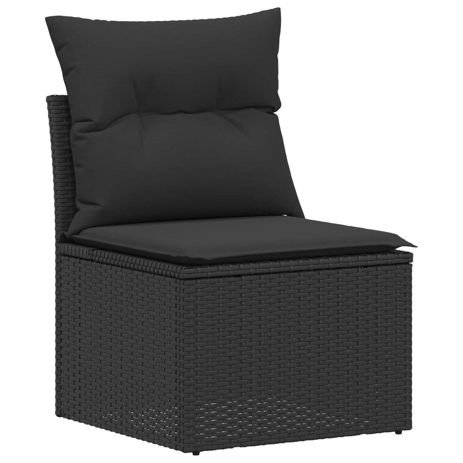 Bankstel 6 st 4-Aantal zitplaatsen Zwart Poly Rattan en Staal
