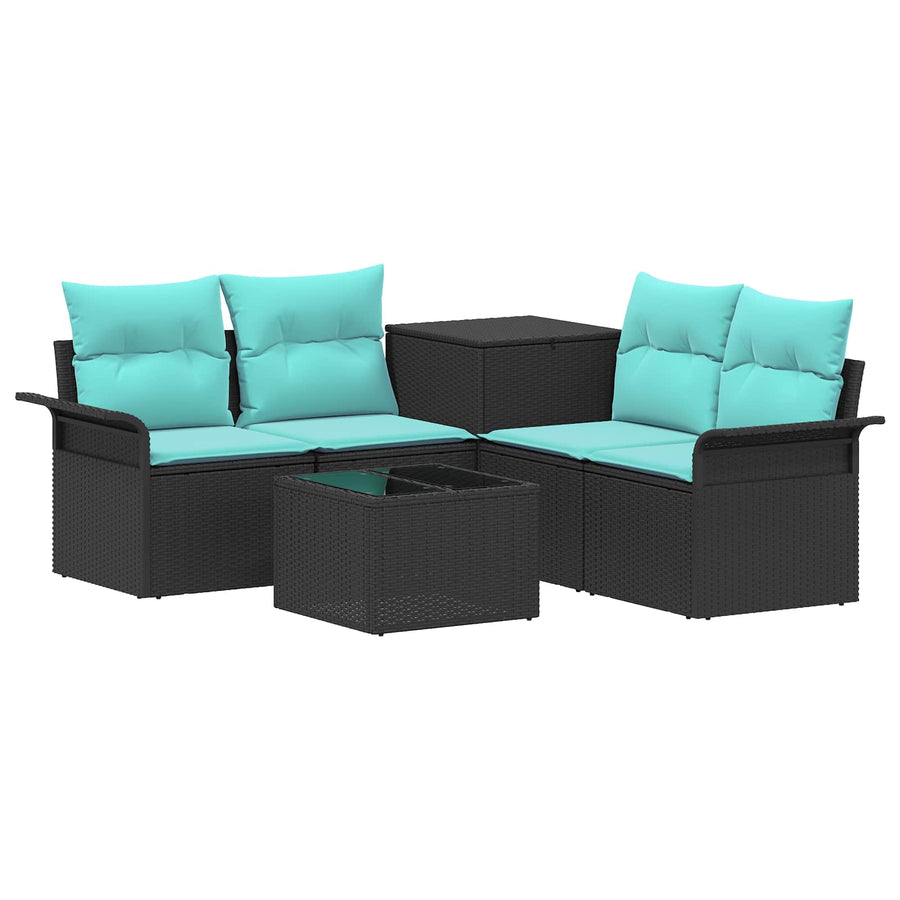 Bankstel 6 st 4-Aantal zitplaatsen Zwart en Blauw