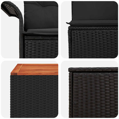 Bankstel 6 pcs 4-Aantal zitplaatsen Zwart Poly Rattan en Staal