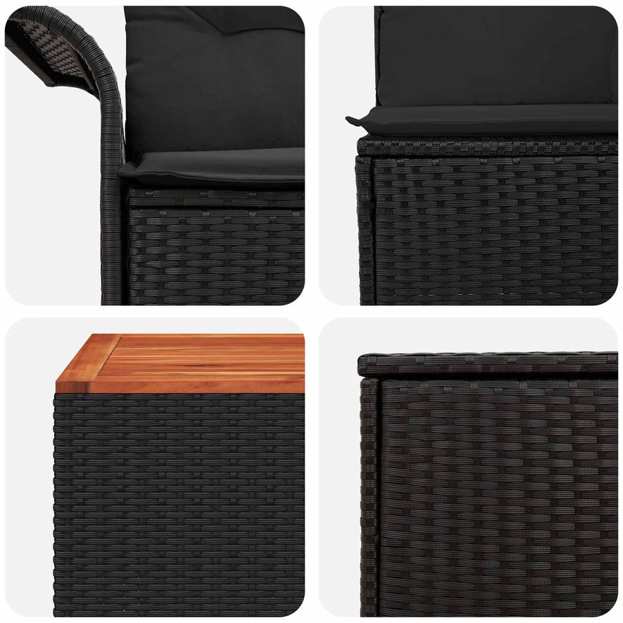 Bankstel 6 pcs 4-Aantal zitplaatsen Zwart Poly Rattan en Staal
