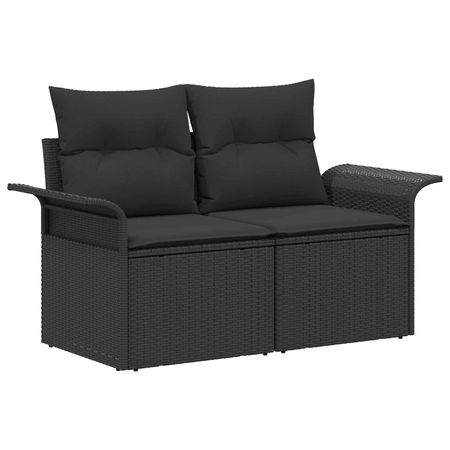 Bankstel 6 pcs 4-Aantal zitplaatsen Zwart Poly Rattan en Staal