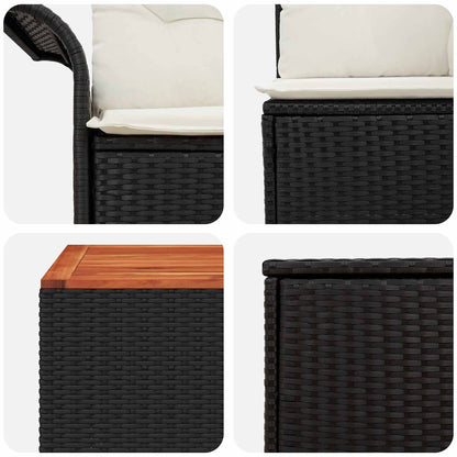 Bankstel 6 pcs 4-Aantal zitplaatsen Zwart en Cream Wit