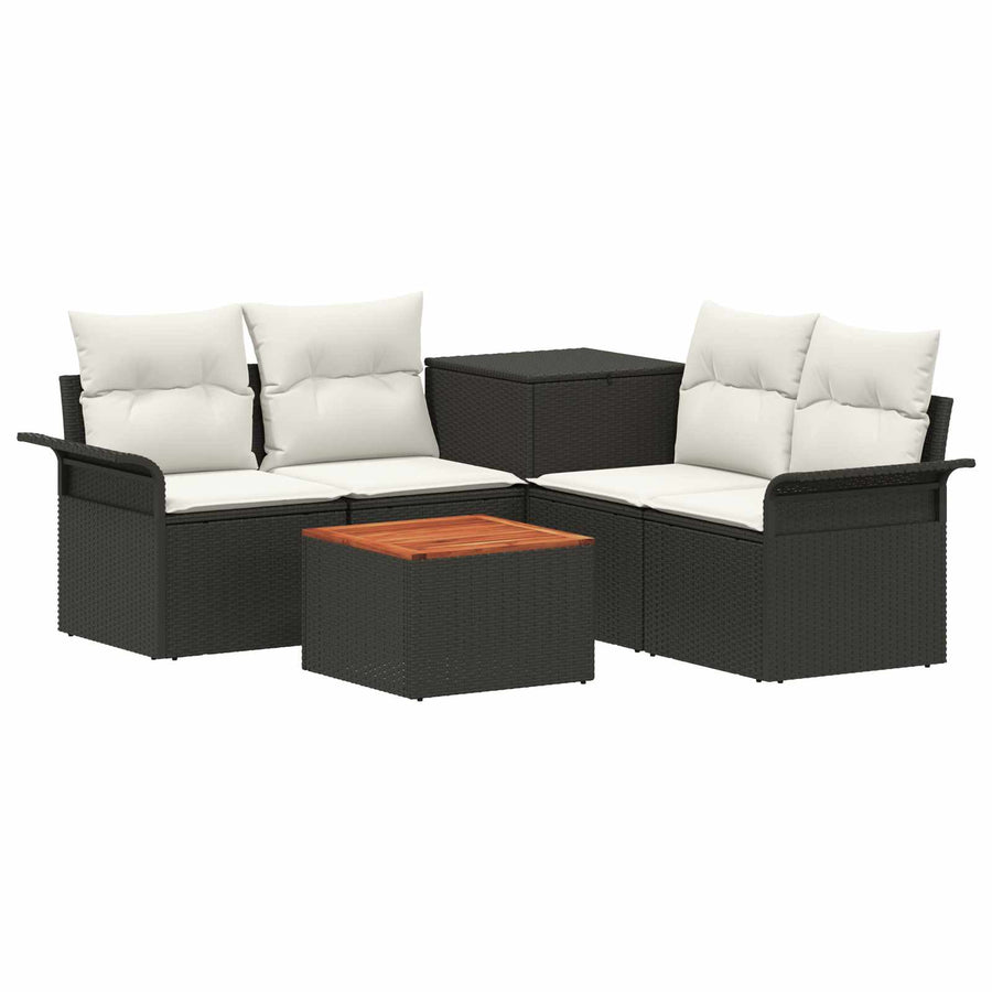 Bankstel 6 pcs 4-Aantal zitplaatsen Zwart en Cream Wit