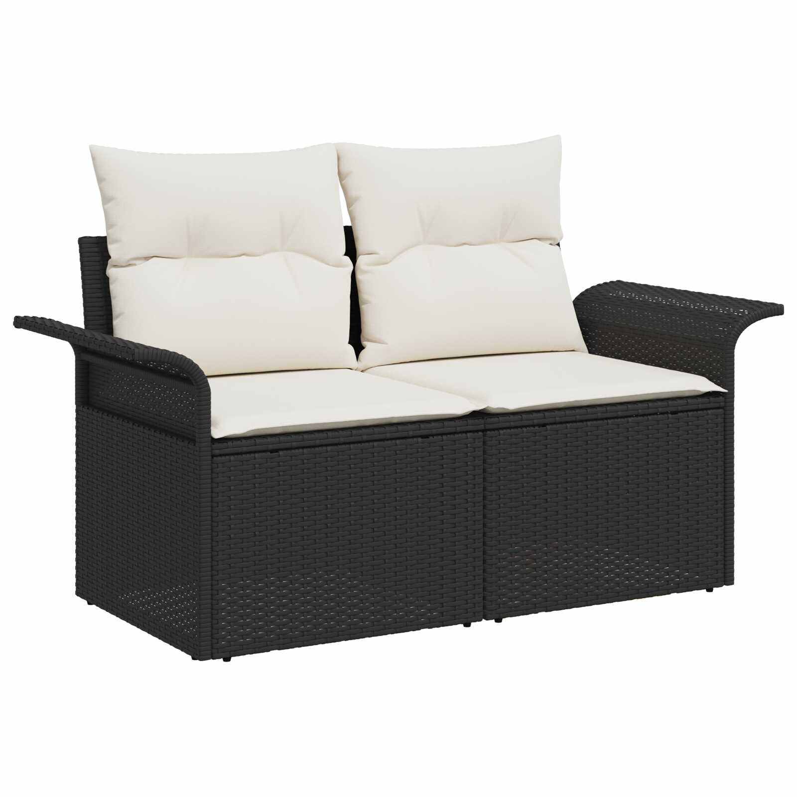 Bankstel 6 pcs 4-Aantal zitplaatsen Zwart en Cream Wit
