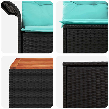 Bankstel 6 pcs 4-Aantal zitplaatsen Zwart en Blauw