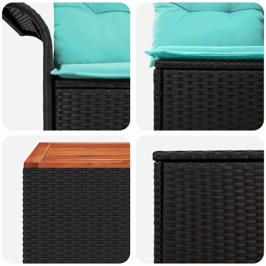 Bankstel 6 pcs 4-Aantal zitplaatsen Zwart en Blauw