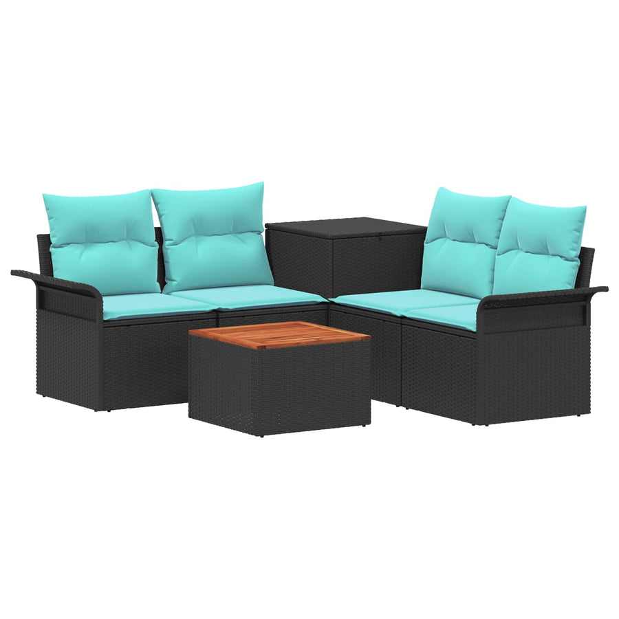 Bankstel 6 pcs 4-Aantal zitplaatsen Zwart en Blauw