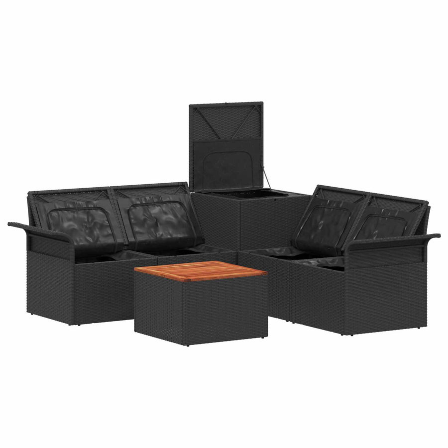 Bankstel 6 pcs 4-Aantal zitplaatsen Zwart en Blauw