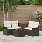 Modulair bankstel polyrattan bruin crème wit