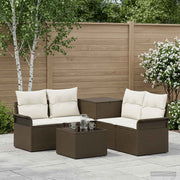 Modulair bankstel polyrattan bruin crème wit