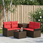 Loungeset 4 zitplaatsen bruin rood