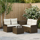 Modulair bankstel poly rattan bruin crème wit 4 zitplaatsen