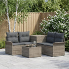 Modulair bankstel 6-delig polyrattan grijs