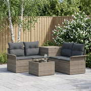 Modulair bankstel 6-delig polyrattan grijs