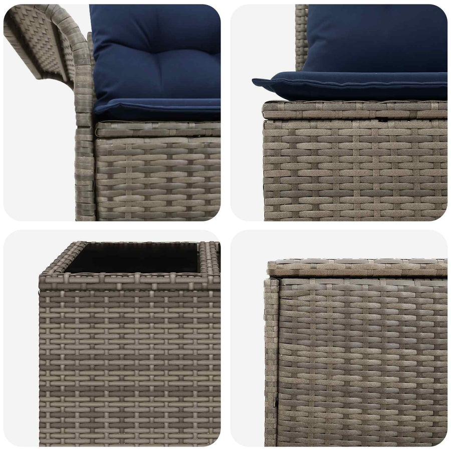 Bankstel 6 st 4-Aantal zitplaatsen Grijs en Marineblauw