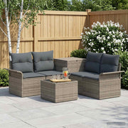 Modulair bankstel 4 zitplaatsen polyrattan grijs