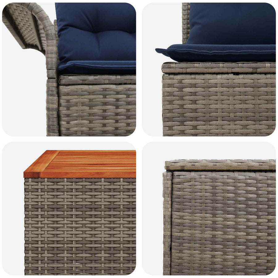 Bankstel 6 st 4-Aantal zitplaatsen Grijs en Marineblauw