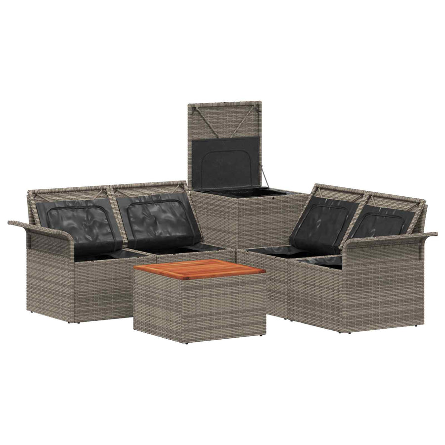 Bankstel 6 pcs 4-Aantal zitplaatsen Grijs en Donkergrijs