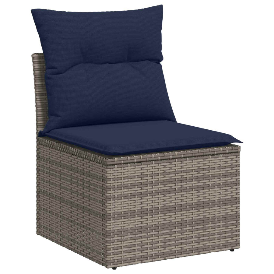Bankstel 6 pcs 4-Aantal zitplaatsen Grijs en Marineblauw